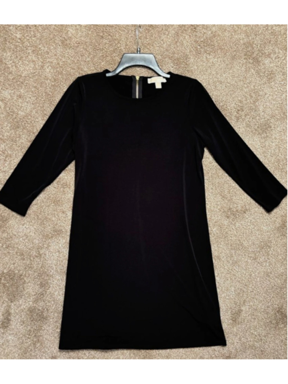 Women's Michael Kors Black Midi Dress, Size XS, Gold Zipper Detail